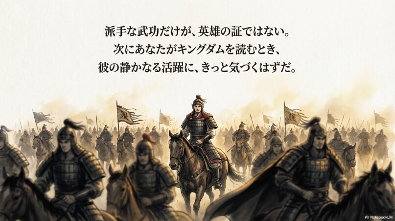 派手な武功だけではない、英雄としての隆国の姿を描いたエンディングスライド